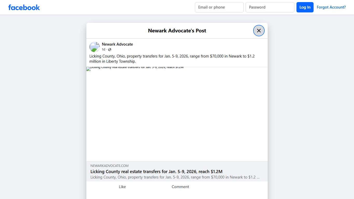 Newark Advocate - Licking County, Ohio, property transfers... Facebook